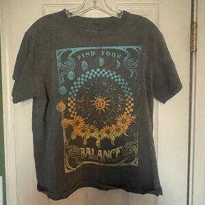 Juniors Graphic Tee - Gray with Multicolor Design